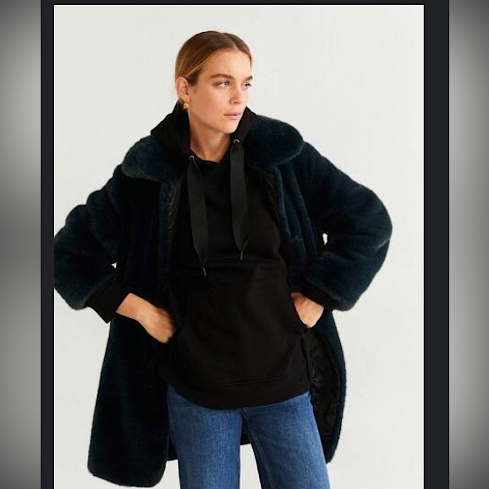 Mango Emerald Faux Fur Jacket